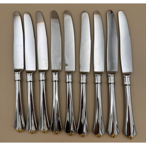Oneida Golden Juilliard Stainless Steel Dinner Knives Set Of 8 - Picture 1 of 6